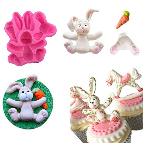 3D Rabbit Easter Bunny Silicone Mould Fondant Cake Baking Molds M116 Cupcake Tools Kitchen Accessories