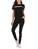 KANSOON Women Stripe Patchwork Two Piece Sweatsuit