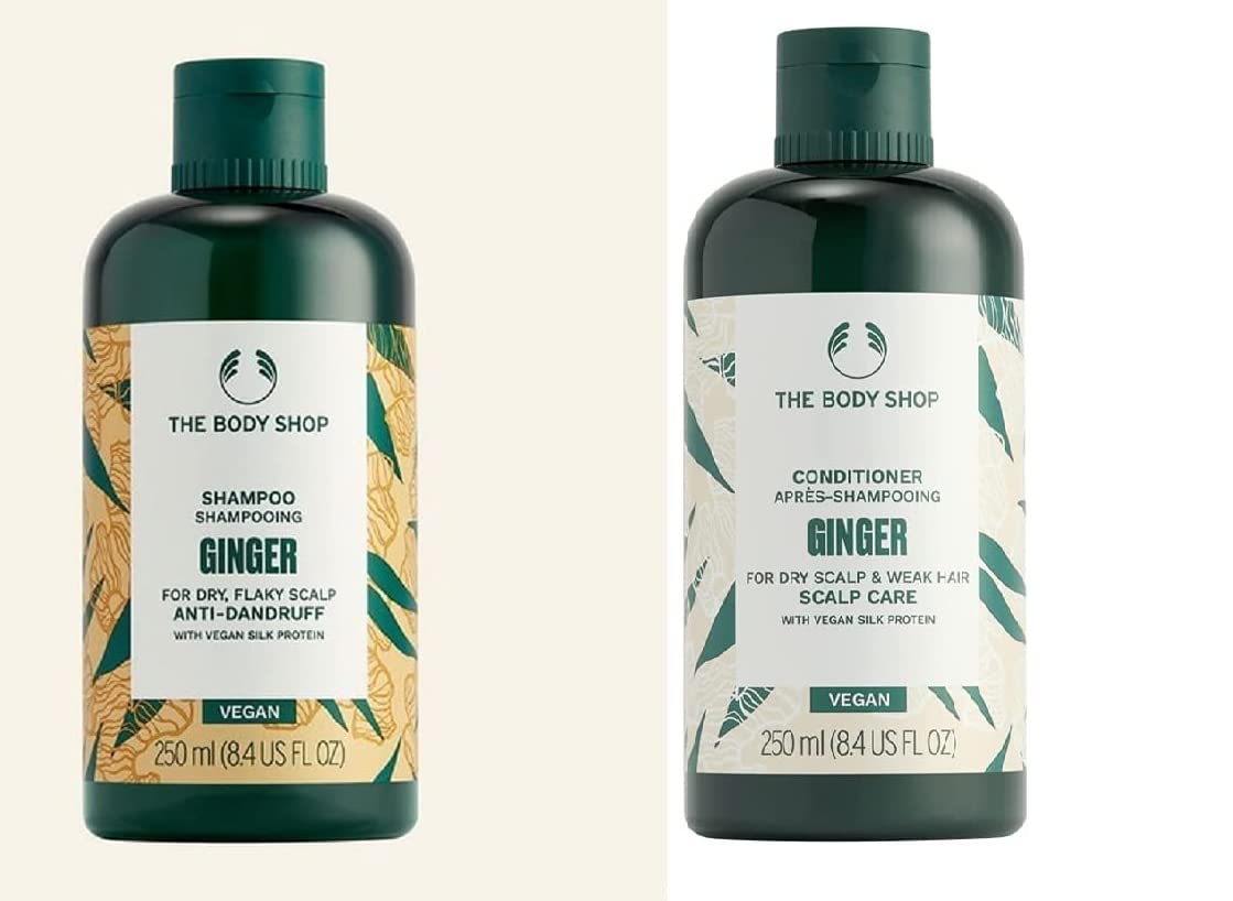 The Body Shop Ginger Shampoo Conditioner Set 250ml each Vegan new formula itchy scalp anti dandruff
