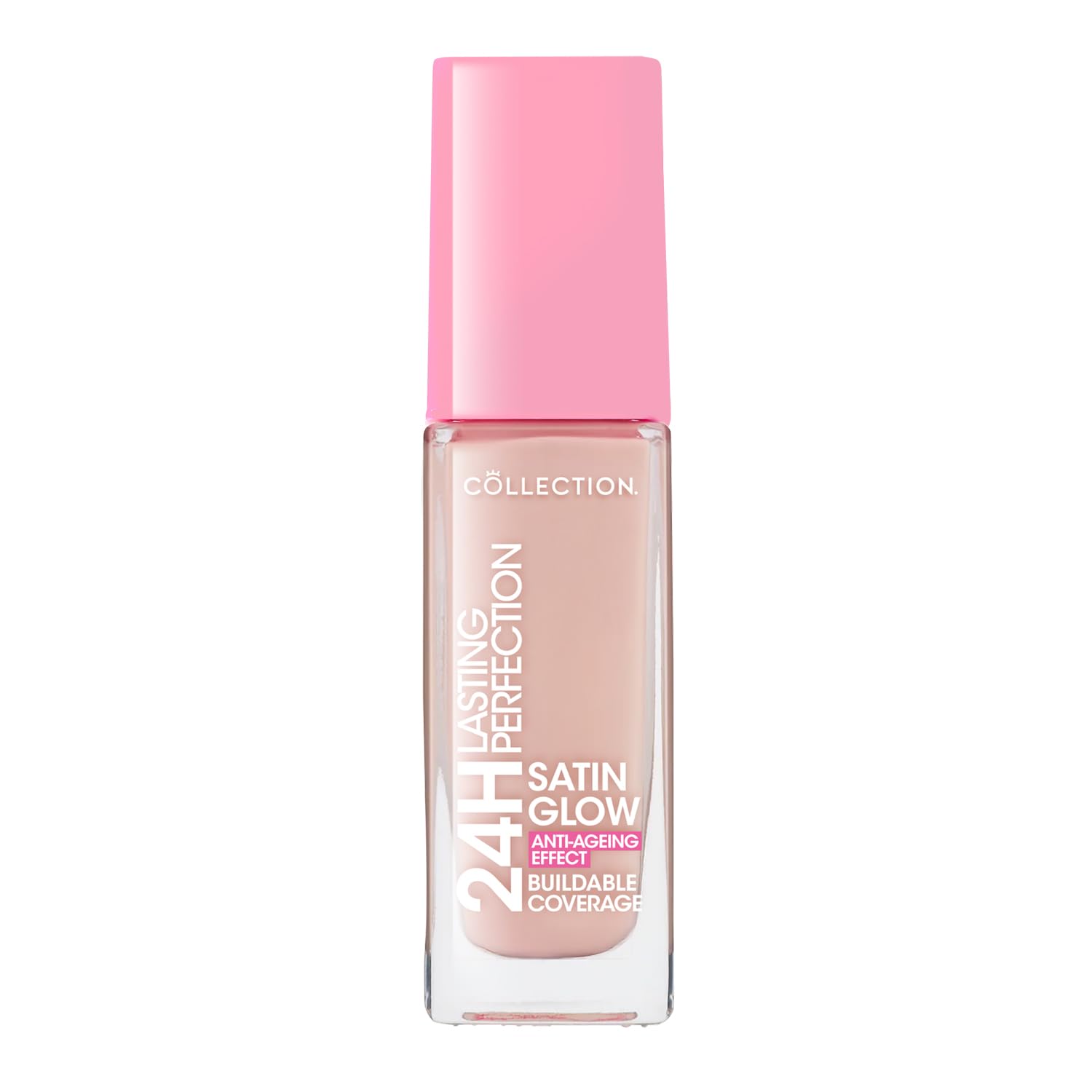 Collection Cosmetics Lasting Perfection Satin Foundation, Full Coverage, Anti-Ageing Effect, 24 Hour Wear, Contains Hyaluronic Acid, 27ml, Rose Porcelain Cool