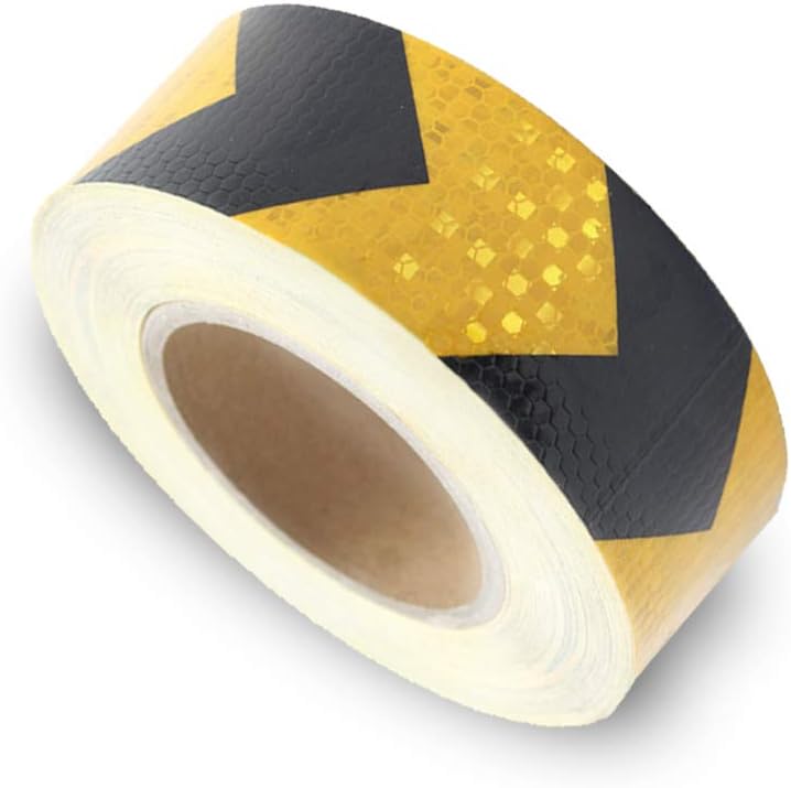 Reflective Hazard Tape Conspicuity Safety Marking Black Yellow Arrow Types 2″×16.4′ 1 PCS