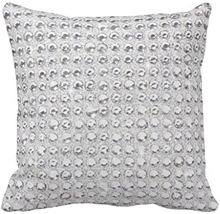 yuepang White Silver Gray Bling Diamond Glitter Cushion Print Throw Pillow Decorative Pillowcase 16x16 inch (Silver)