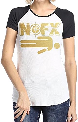 Danielle Women's NOFX Short Sleeve Raglan Baseball T Shirt Black Small