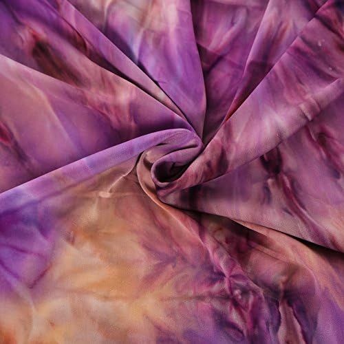 5-Yard Lot Purple and Tan Tie-Dye Lightweight Knit Poly/Spandex Fabric