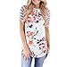 Teresamoon Clearance Sale ! Floral Printed Blouse, Women Short Sleeve Stripe Casual Tops T-Shirt (White, L)