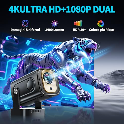 FHD 1080P Projector [2026 Upgraded] Portable Mini Projector 4K with Bluetooth 5.4 WiFi 6 Projector TV Car Keystone Video Projector with HDMI/Phone/USB/TV Stick/Laptopcon HDMI Cable & Mouse,Black