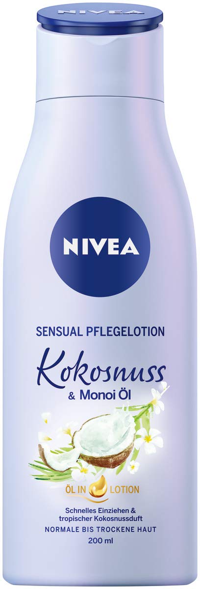 NIVEA Body Sensual Care Lotion Coconut & Monoi Oil in Pack of 6 (6 x 200 ml), Quick-Absorbing Body Lotion with Coconut Fragrance, Body Cream for 24 Hours of Moisture