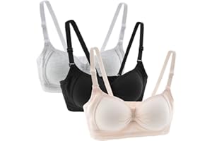 Hbhpov Teenage Girls Cotton Bras Breathable Underwear Wire Free Sports Bra with Adjustable Straps Training Bralette