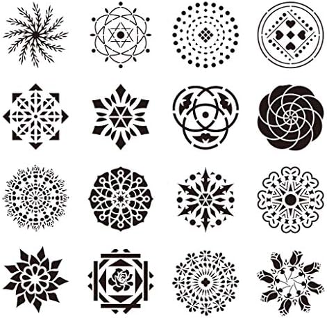 Nivalkid Mandala Stencil Art Template Set Hollow Plastic Painting Template Stone Wall Painted Spray Hollow Template Home Decoration Home & Living Home & Kitchen Stickers (C)