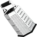 Cheese-Grater-Vegetable-Slicer Stainless Steel - 6-sides , 9.5 Inch Height, Rubber Handle, Non Slip Rubber Bottom by Utopia Kitchen