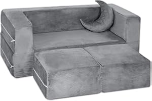 Milliard Kids Couch - Modular Kids Sofa for Toddler and Baby Playroom/Bedroom Furniture (Grey) with Bonus Pillow