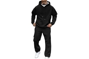 Bakgeerle Mens Sweatsuits 2 Piece Set Fleece Hoodies and Cargo Sweatpants Set Casual Athletic Tracksuits Winter Jogging Suit