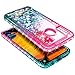 Galaxy A20 Case, Galaxy A30 Case with Tempered Glass Screen Protector, NageBee Glitter Liquid Floating Waterfall Durable Girls Women Cute Case for Samsung Galaxy A30/A20 (6.4 Inch) -Pink/Aqua