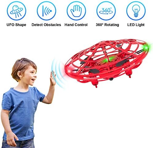 Flying Toys Drones for Kids, 2019 Improved Flying Ball Drone Toy with Infrared Sensor Auto-Avoid Obstacles 361°Rotating LED Light, Mini Quadcopter Hand Operated Drones for Boys and Girls