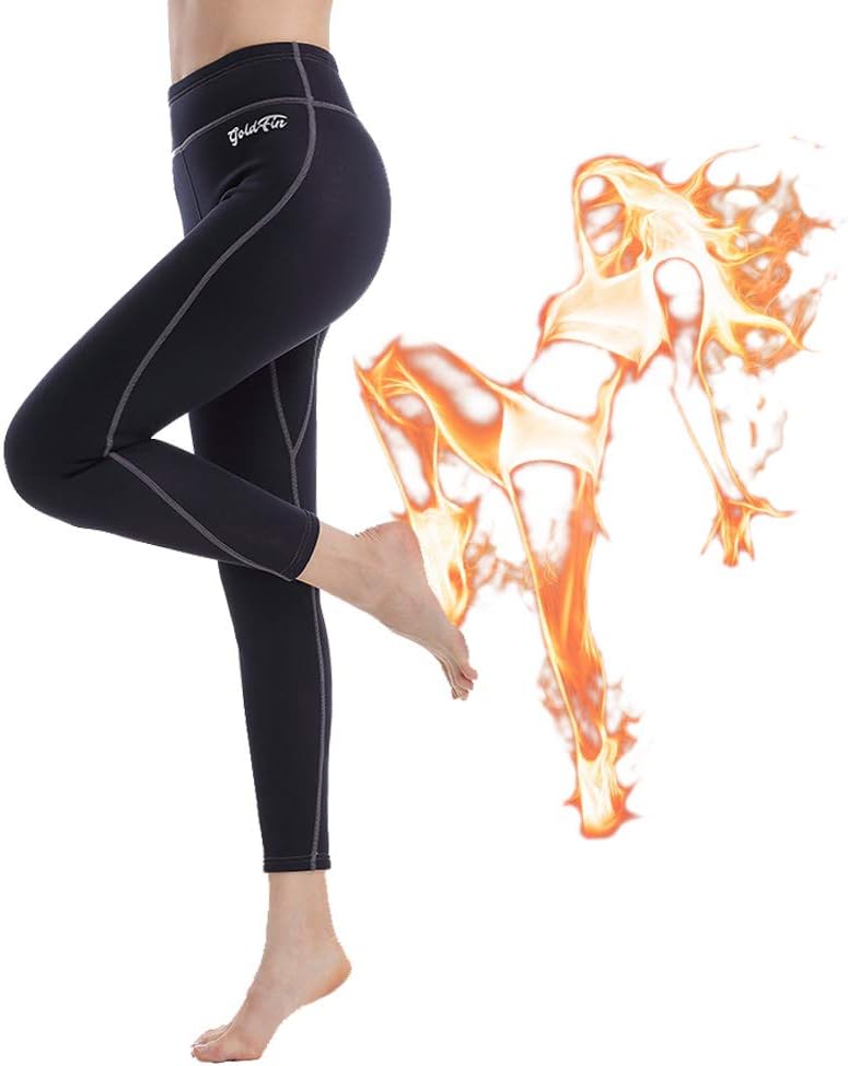 GoldFin Women Sauna Pants, High Waist Neoprene Pants with Pocket for Workout Body Shaper, Hot Thermo Sweat Leggings, BS021 (5XL, Black)