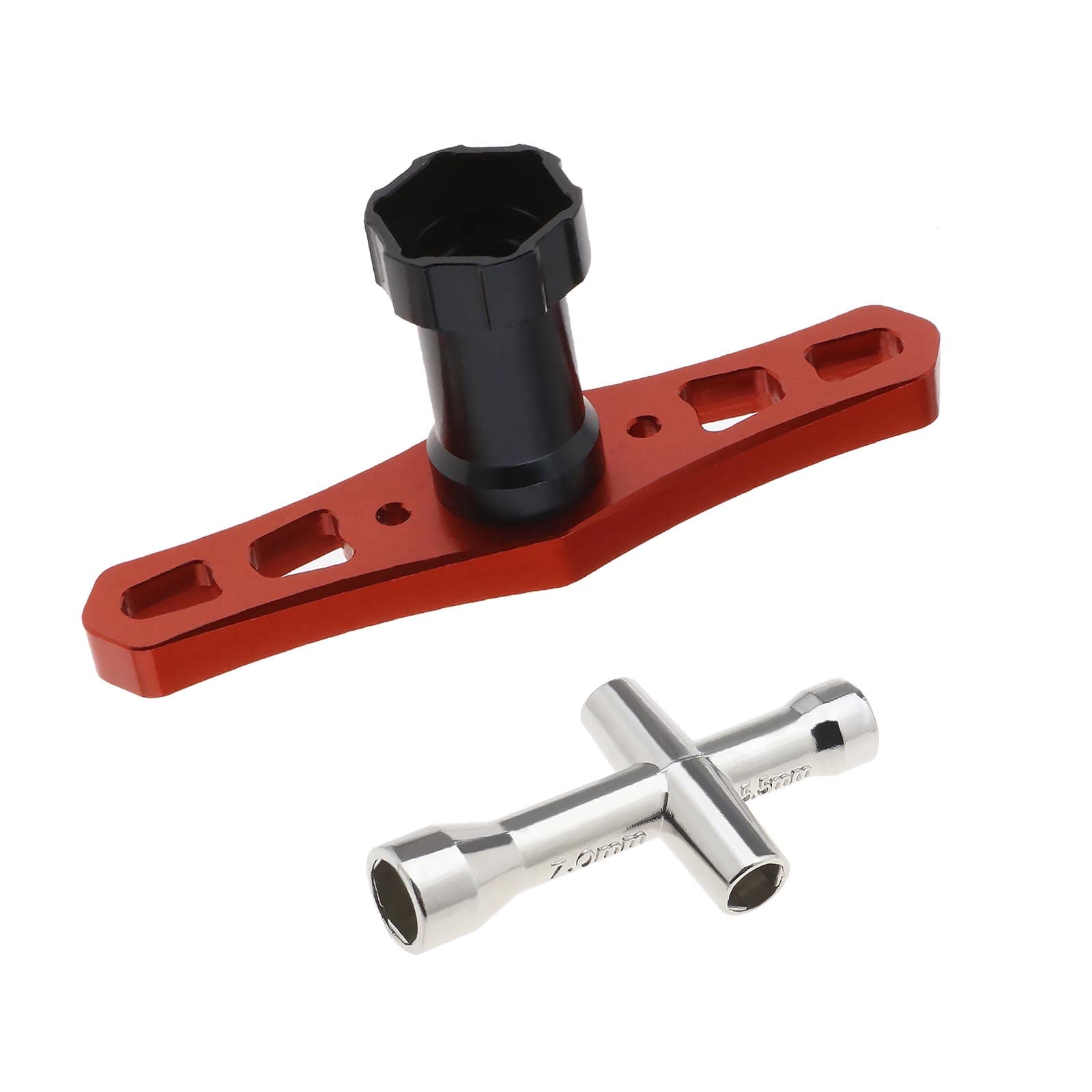 The Lord of the Tools Set of 2 17mm Wheel Hex Nut Sleeve Wrench Installation Tool & 4/5/5.5/7mm Cross Wrench Small Sleeve Hex Socket Wheel Spanner Repair Tool for 1/8 RC Cars