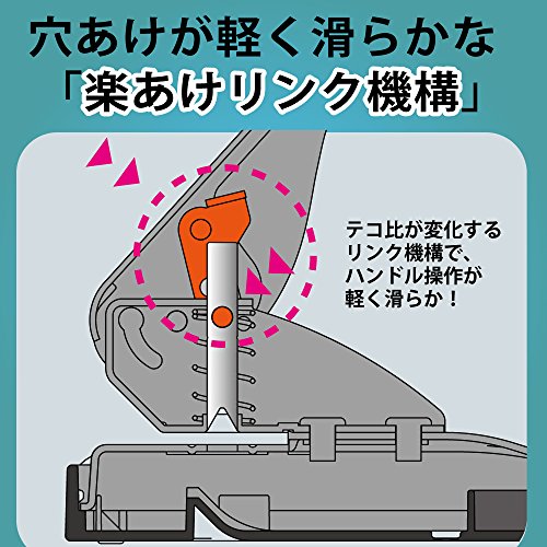 Kokuyo 2 hole punch Rakuake 37 sheets with paper size guide black PN-G37D