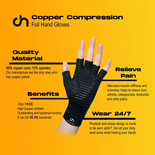COPPER HEAL Arthritis Compression Gloves Rheumatoid Carpal Tunnel glove