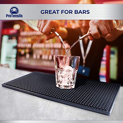 ProTensils Bar Mat 12" x 6", Black Bar Mats, Bar Service Spill Mats
