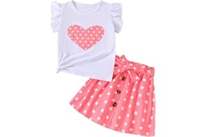 Ayzozuy Kid Girl Clothes Shorts Set 2 Piece Outfits Summer Casual Short Sleeve Top and Shorts Set for Girls 4-7