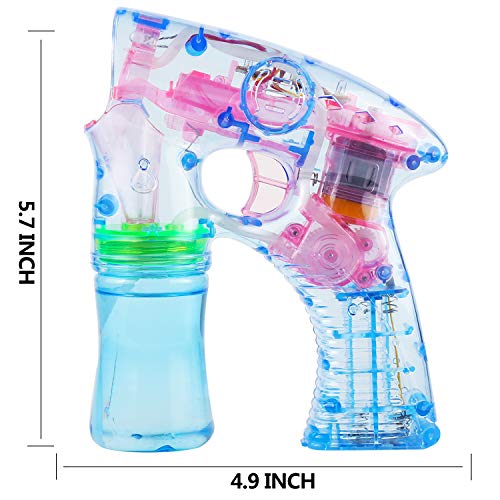 MAPIXO Light Up Bubble Gun 4 Pack with 8 Bubble Solution(No Noise), Prefect LED Bubble Blaster Shooter Blower Machine Set for Ideal Theme Party Favors, Outdoor Summer Game for Kid Child boy and Girl - Thumbnail 6