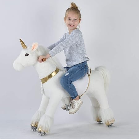 Amazon Ufree Horse 動く馬 乗用玩具 ミディアムサイズ木馬 木馬おもちゃ 走れ ポニー36 子供へのプレゼント 金色のユニコーン 乗用玩具 三輪車 おもちゃ