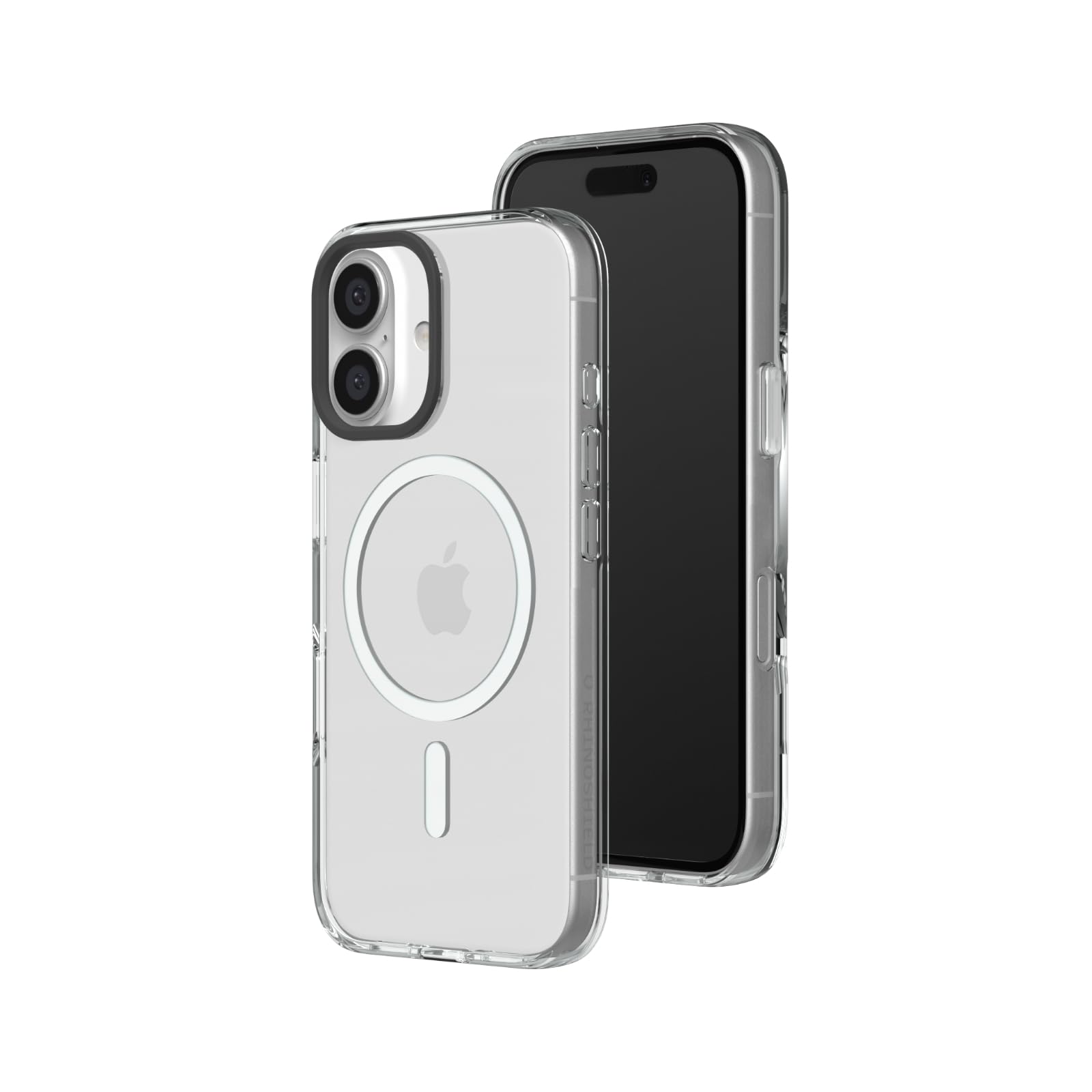RHINOSHIELD Clear Case Compatible with Magsafe for [iPhone 16] | Superior magnetic, Advanced Yellowing Resistance, Crystal Clear, Protective and Customizable Clear Phone Case - Black Camera Ring
