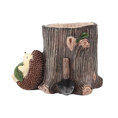Naimo Adorable Hedgehog Resin Succulent Plants Pot Cactus Pot Flower Pot Container Brush Pot Home Garden Decoration (Leaf)