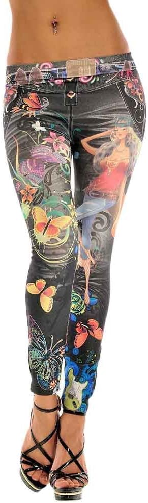 Fashion Women Skinny Floral Applique Jeans High Waist Stretch Pencil Pants