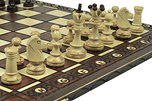 Brown Senator Wooden Chess Set - Weighted Chessmen 16 x 16"