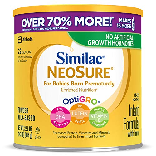 Similac NeoSure Infant Formula with Iron, For Babies Born Prematurely, Powder, 22.8 oz (Pack of 4)