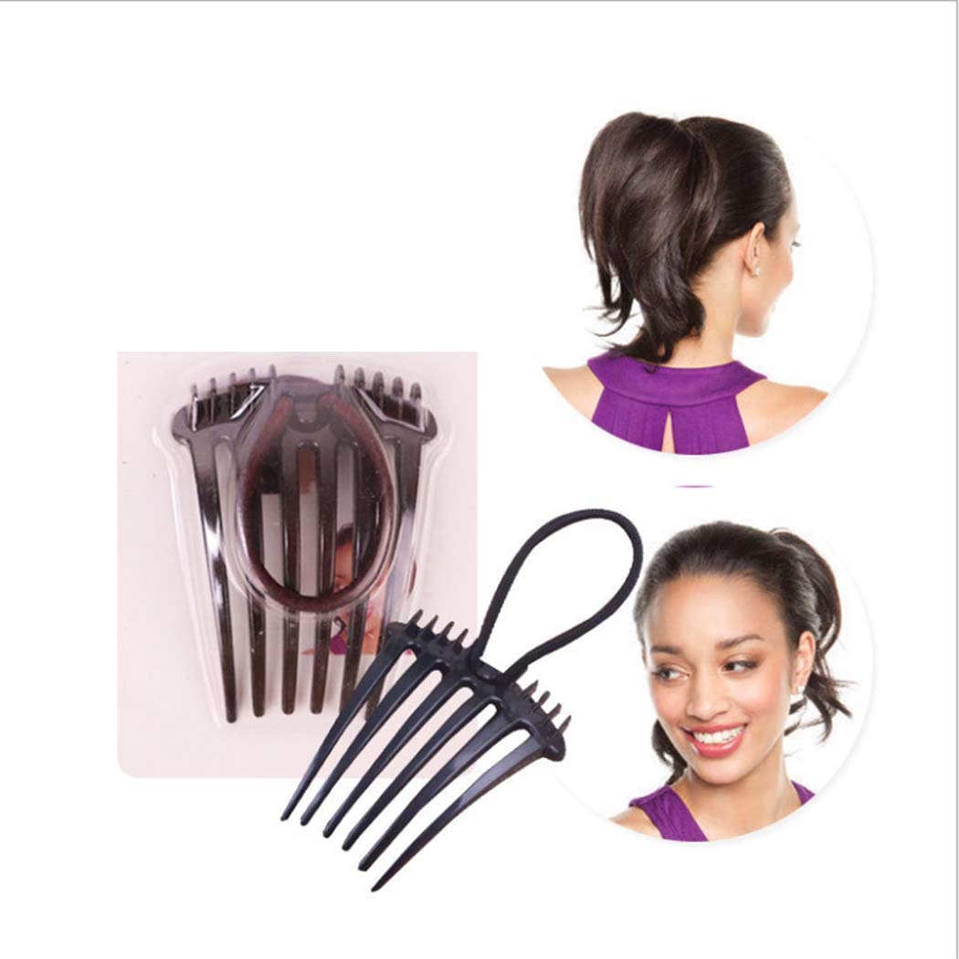 JONKY Resin Black Side Combs for Ponytail Holder Rubber Band Ponytail Combs Hair Accessories Hair Side Combs Heighten Hair Tools Work Party Gifts for Women and Girls (Pack of 2) : Beauty