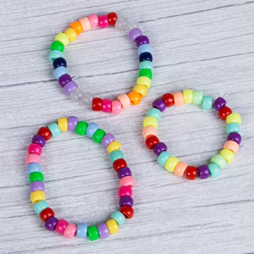 Korlon 1400 Pcs UV Beads Pony Beads, Color Changing Plastic Beads for Bracelets Jewelry Making with Crystal Elastic String & 2 Elastic Cords