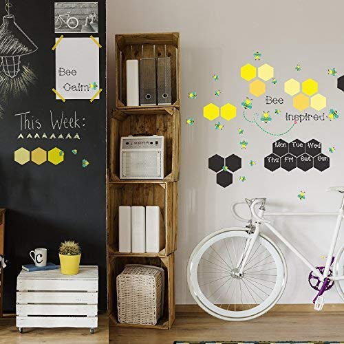 WALPLUS Bee Honeycomb Blackboard Wall Sticker, Vinyl, Multi-Colour, 90 x 60 x 4 cm