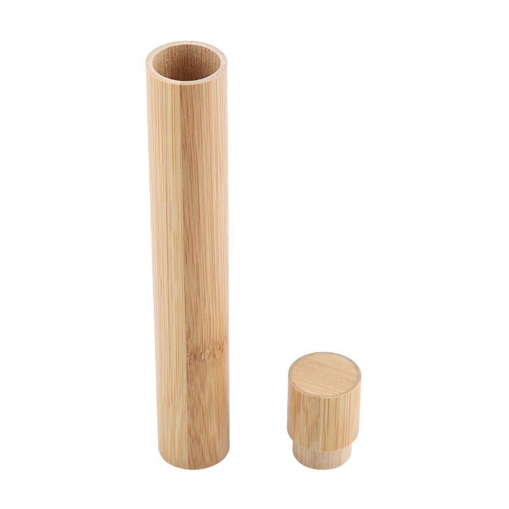 KSTE Toothbrush Holder, Portable Eco-Friendly Bamboo Toothbrush Travel Protect Box Holder Storage Case