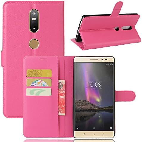 Qiaogle Phone Case - PU Leather Stand Wallet Flip Case Cover for Lenovo Phab 2 Plus (6.4 inch) - FC06 / Rose Classic Solid Color Business Style