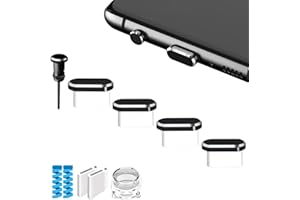 VIWIEU USB C Anti Dust Plugs Protector, Waterproof C Port Cover Cap Phone Charm 4 PCS Compatible with iPhone 15 Plus Pro Max Samsung Galaxy S24/S23/S22/S21/S20 Ultra Earbuds Wireless Charging (Black)