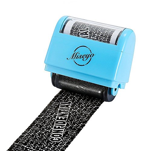 Miseyo Wide Roller Stamp Identity Theft Stamp 1.5 Inch Perfect for Privacy Protection - Blue