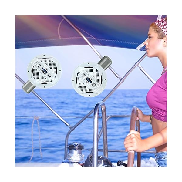 Lanzar-Marine-8-Bluetooth-Wakeboard-Speaker-Ative-Powered-Marine-Tower-Speaker-4-Way-Water-Resistant-1200-Watt-AQAWBS8WT