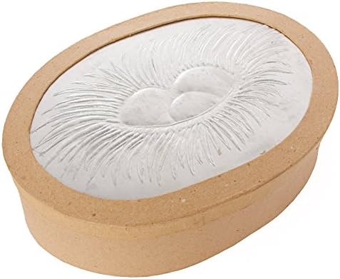 Ready to Personalize Plain Round Paper Mache Boxes with Embossed Metal Bird Nest Center Lid for Trinkets, Candies, and More