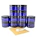 Twelve 4oz Cobalt Blue Straight Sided PET Plastic Jars with Labels & Spatulas & Black Lids (12 Jars); Refillable Empty BPA-free Containers for Cosmetics, Kitchen, Gifts & Travel (12-pack,cobalt blue)