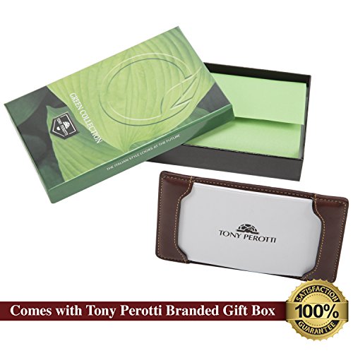 Tony Perotti Women's Italian Leather Pocket Note Memo Jotter Writing Pad Holder Case fits 5 x 3 Paper Index Cards Best for Doodle Drawing Or Scratch Drafts, Brown