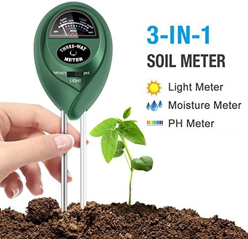 Soil pH Meter, 3-in-1 Moisture Sensor Meter/Sunlight/pH Soil Test Kits test function for Home and Garden, Plants, Farm, Indoor/Outdoor Use. (3-in-1 Soil pH Meter) (Green circle)