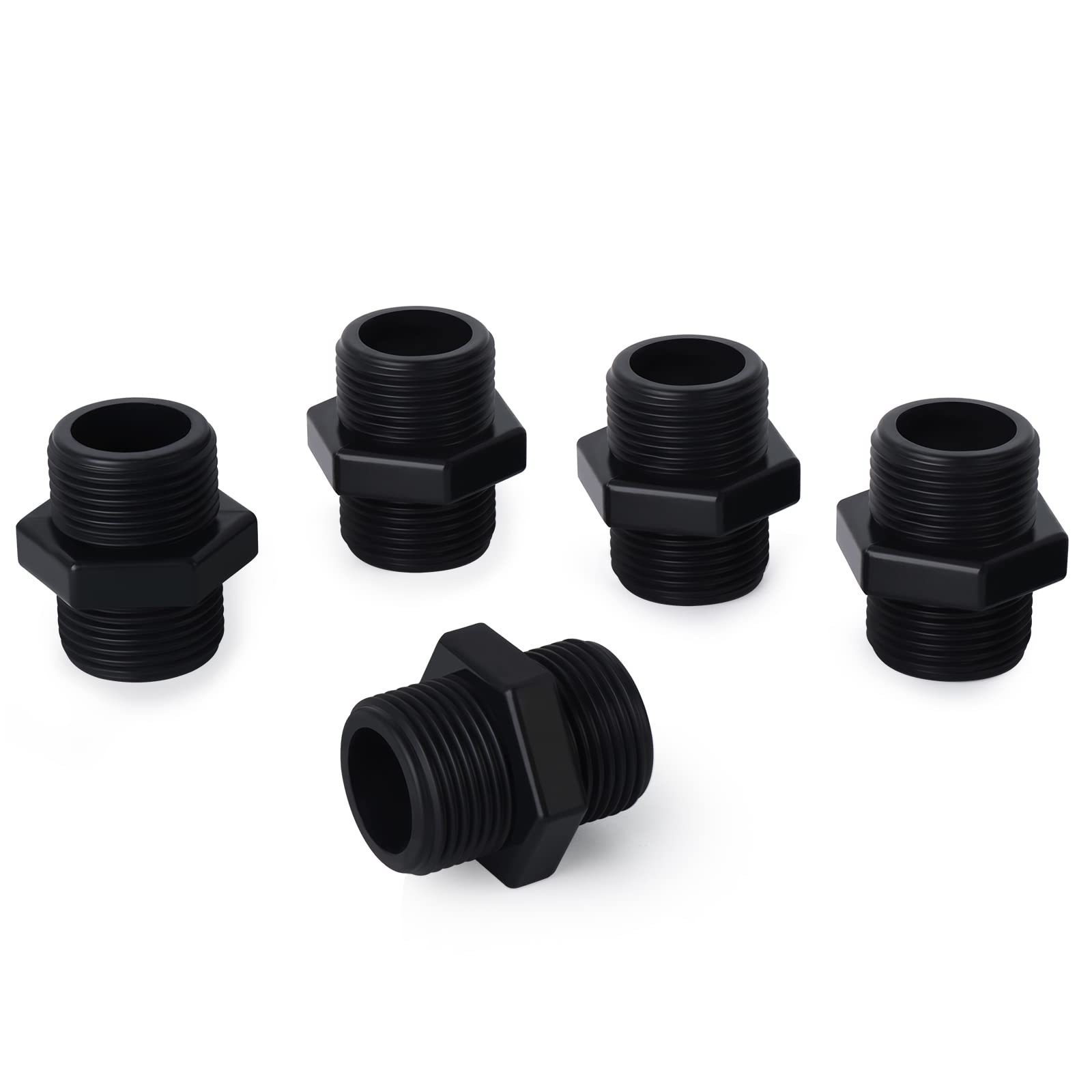 ERGAOBOY 5 Pcs 1/2" BSP Male to Male Connectors,PVC Hex Nipple Pipe Fittings