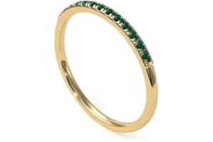 Gemsonclick Choose Your Color Gemstone Eternity Stacking Engagement Ring Gold Plated Vintage Style Promise Band Round Cut Birthstone Ring Gift Jewelery for Women Girls Size 4,5,6,7,9,11,12