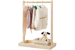 Baby Garment Rack, Kids Clothing Rack with Storage Shelf & Hanging Rod, Kids' Costume Organizer Center, for Bedroom, Playroom