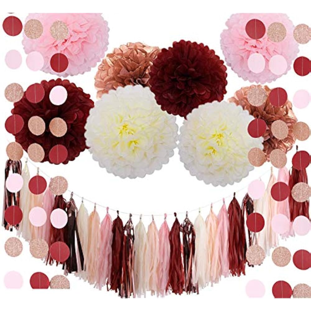 Bachelorette Party Decorations Burgundy Glitter Rose Gold Blush
