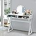 Tangkula White Desk with Storage, Makeup Vanity Table for Bedroom, Multifunctional Study Table with 2 Storage Compartments, Writing Desk for Home Office