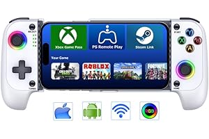 NEALGAMEFY Phone Controller for iPhone/Android - Mobile Gaming Controller with Hall Effect Joystick, Phone Case Support, Cool Dynamic Light, Turbo Function, Dual Vibration- Phone Controller Compatible with More Games