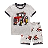 RKOIAN Little Boys Short Pajamas Sets Toddler PJS Cotton Kids Sleepwears (Gray Tractor, 5T)